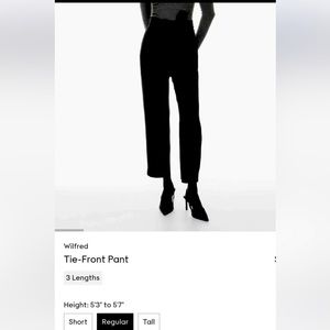 Ladies Aritzia Wilfred front tie pants black sz4